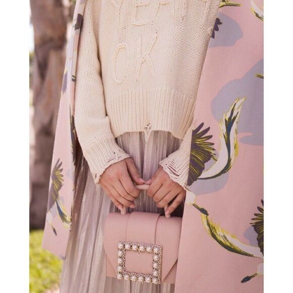 NWT WILDFOX Sz M SURE YEAH OK DISTRESSED PULLOVER SWEATER IN LATTE CREAM IVORY - Picture 12 of 12